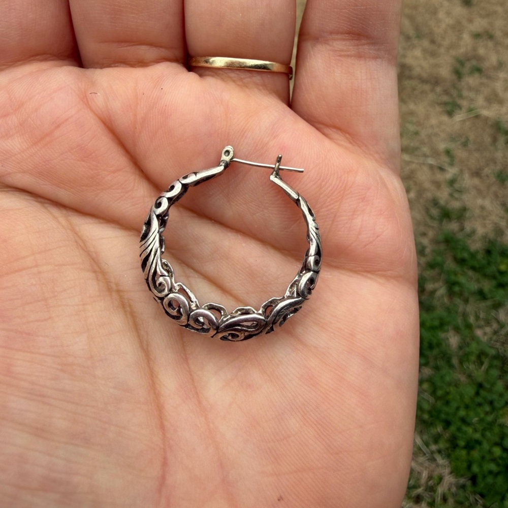 Vintage Jezlaine 925 Sterling Silver Filigree Scrollwork Earrings - Picture 2 of 6